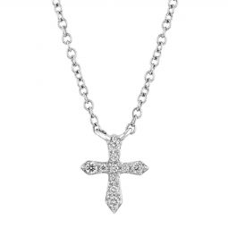10 Diamond Cross Necklace in White Gold, 18"